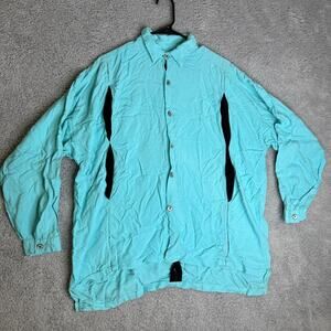 Vintage Street Scenes Shirt Mens Large Blue Button Up Long Sleeve